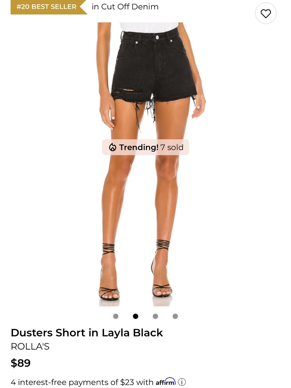 ROLLA'S Layla Black Distressed Denim Shorts